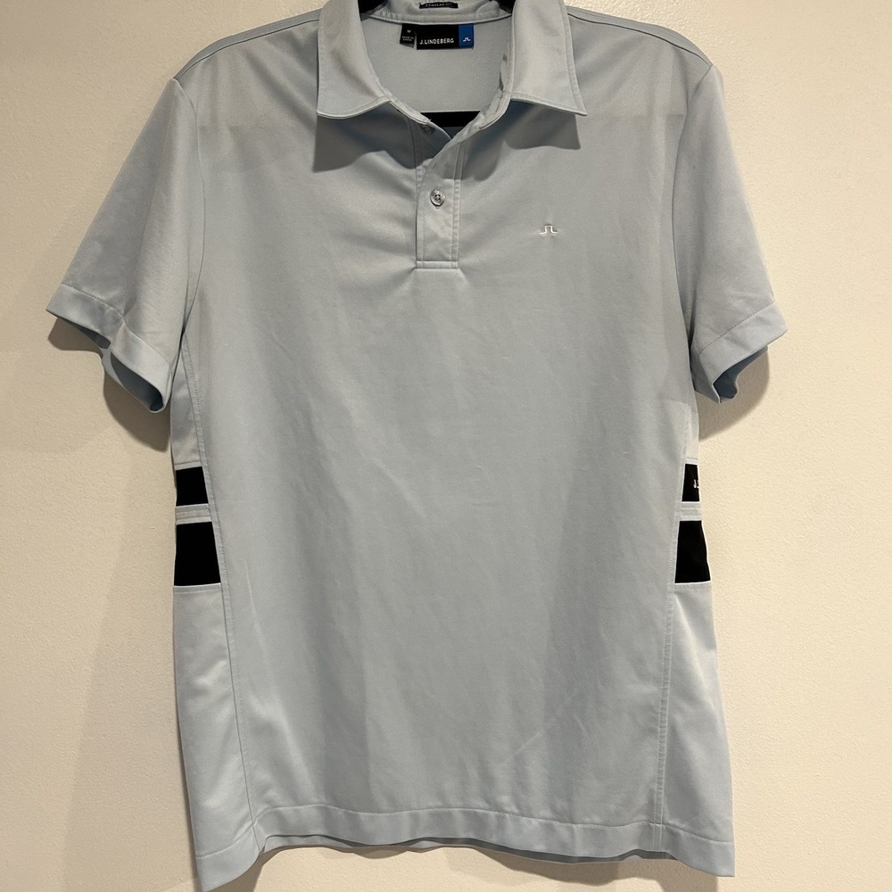 J. Lindbergh Polo Shirt Men Size Med Blue Short Sleeve Casual Adult Golf Work